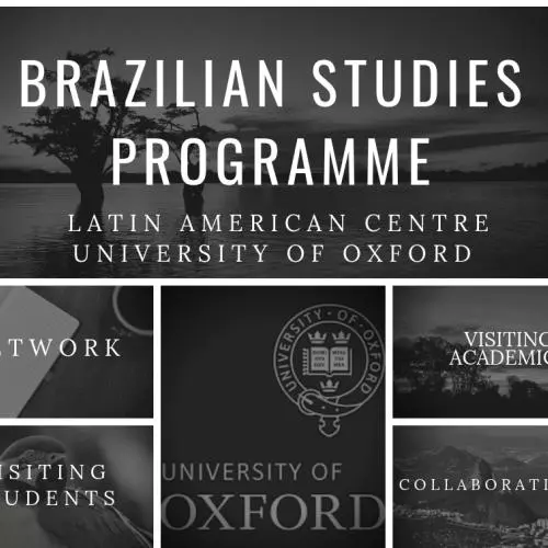 Black and white photos with text saying 'Brazilian Studies Programme: Latin American Centre, University of Oxford'